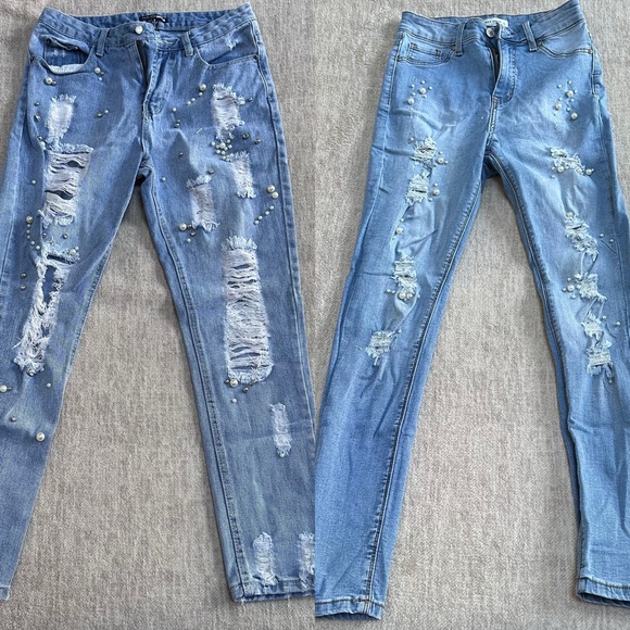 Bundle of 2 Pearl Embellished Jeans! Small 6 - Picture 4 of 5